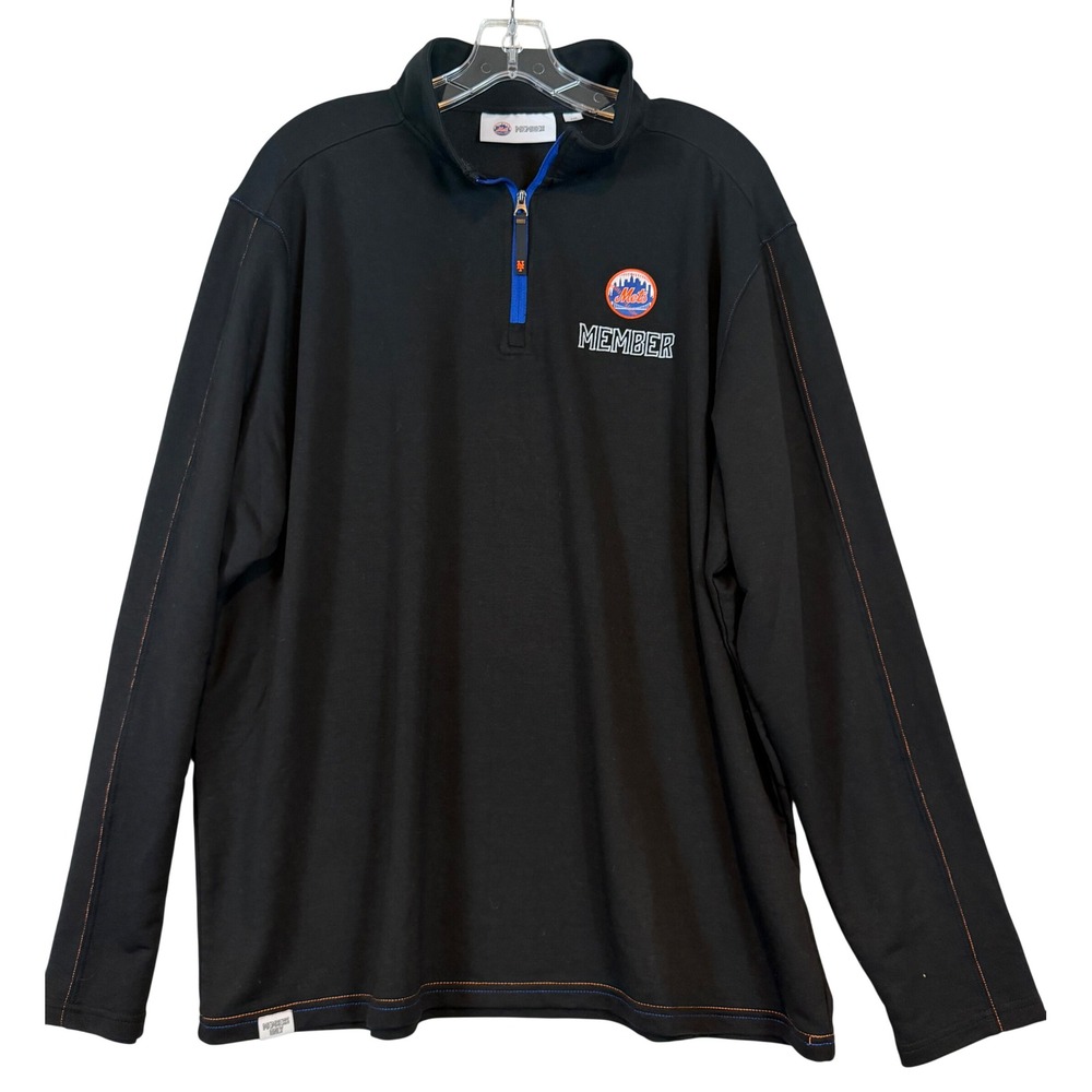 New York Mets Member Mens 2XL 1/4 Zip Pullover Long Sleeve Baseball Shirt MLB